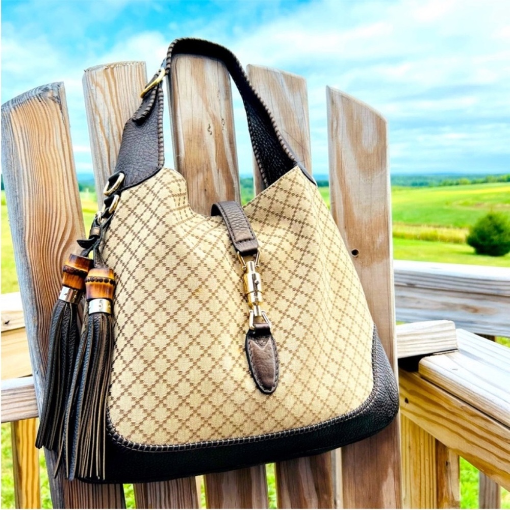 Gucci New Jackie Diamanté Shoulder Bag Bamboo Tassels